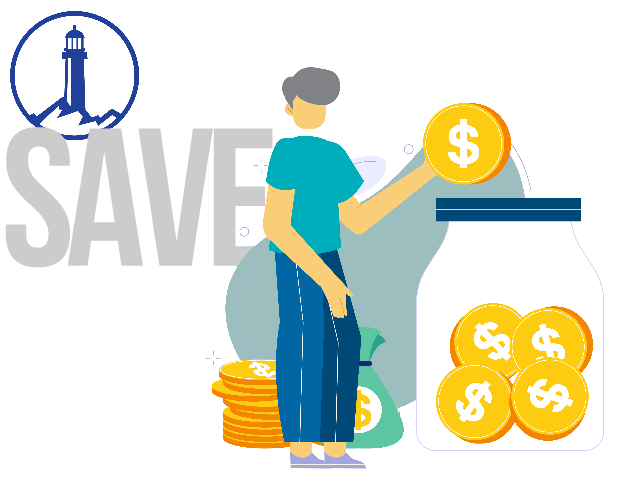 Animated male saving money