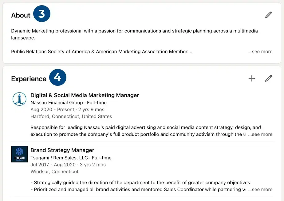 Image of LinkedIn summary and experience